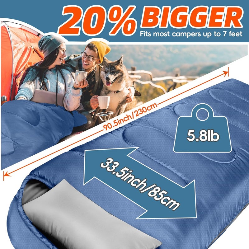 Mereza 0 Degree Winter Sleeping Bag for Adults Kids with Pillow, Cold Weather Sleeping Bag for 4 Season Camping Hiking Backpacking Sleeping Bags for Big and Tall - Image 2